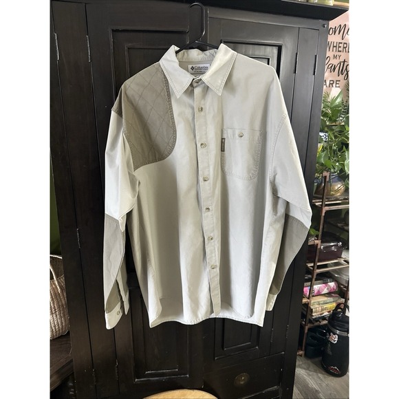 COLUMBIA Shooting Button Down Tan Shirt size XL Outdoor - Picture 1 of 7